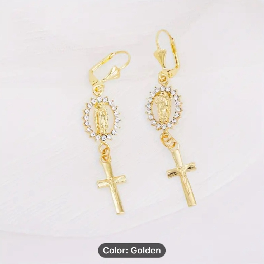 Antique Gold colored religious fashion earrings